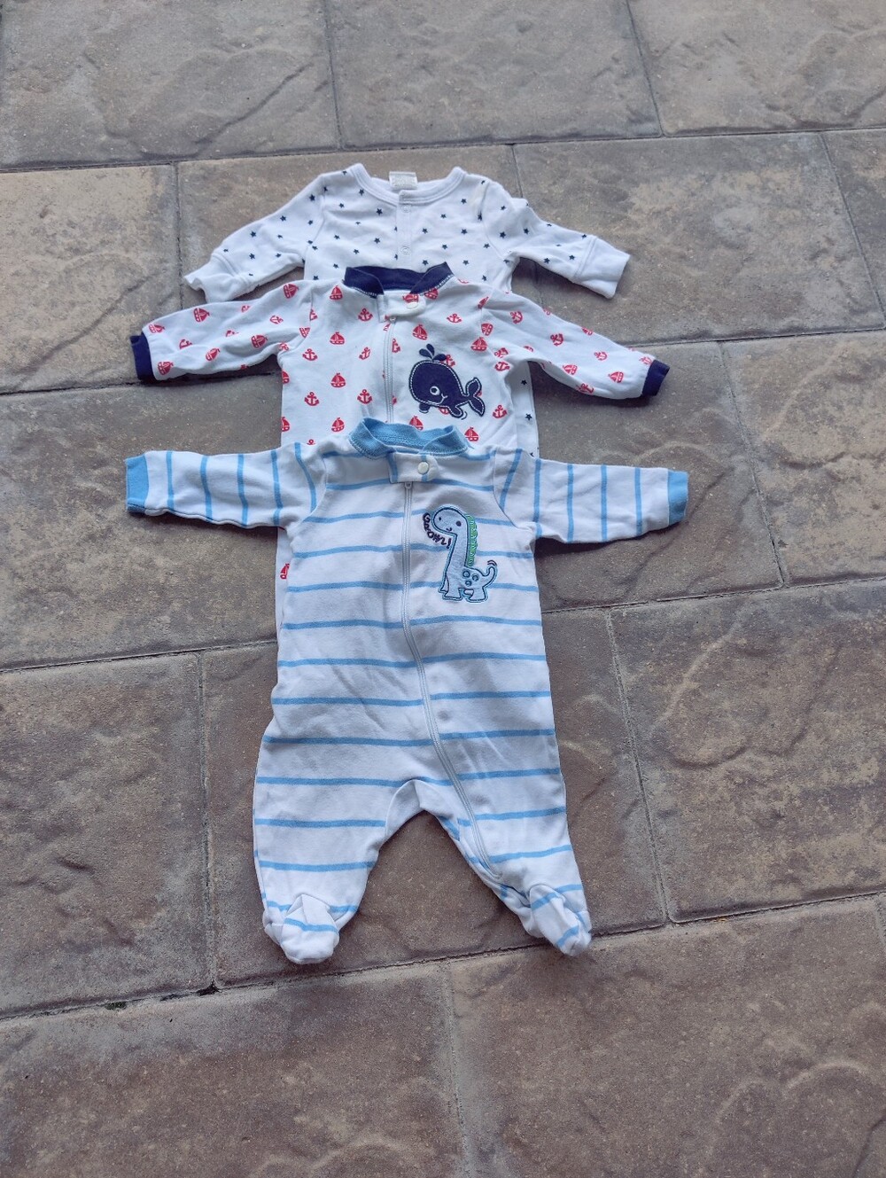 Bundle Of 3  Newborn Footed Pajamas